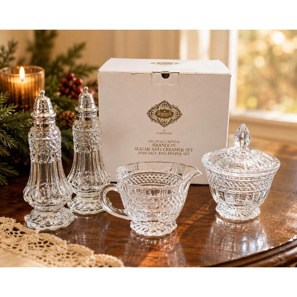 Godinger Shannon Crystal 4 Piece Serving Set Boxed
